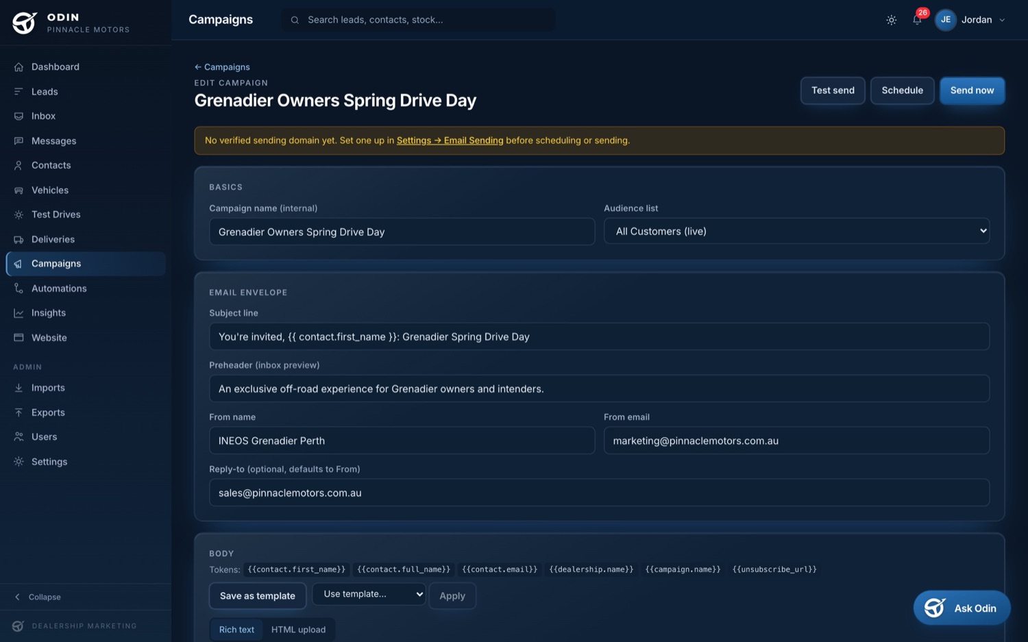 Email marketing, built in