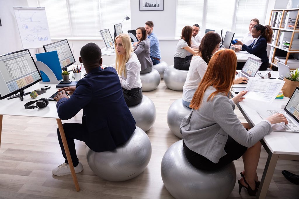 Office-Health-employees-on-pilates-balls