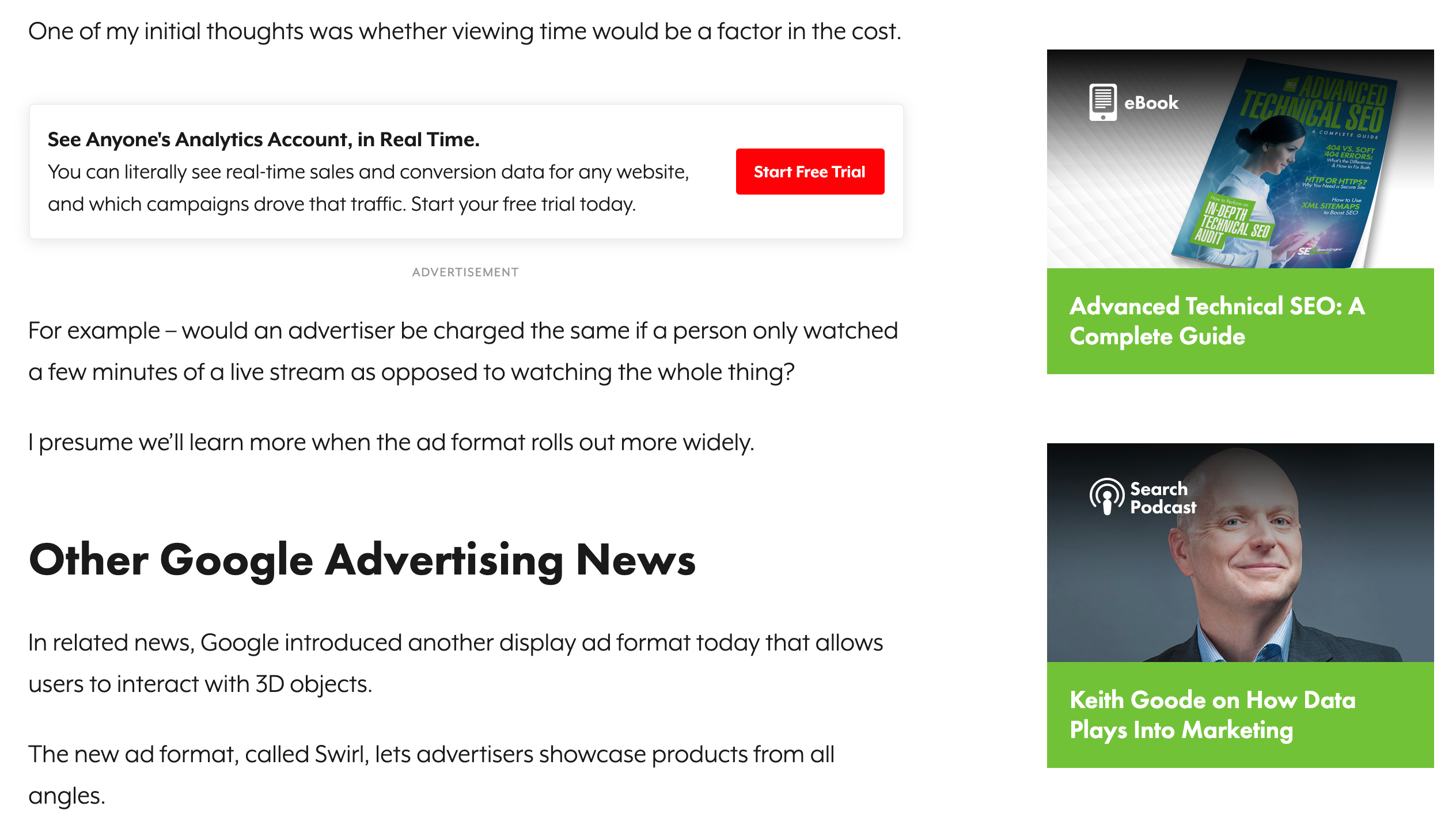A Screen Shot from a marketing web page directing people to take an action