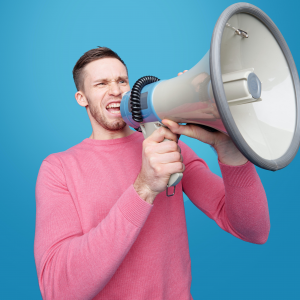 Man with megaphone